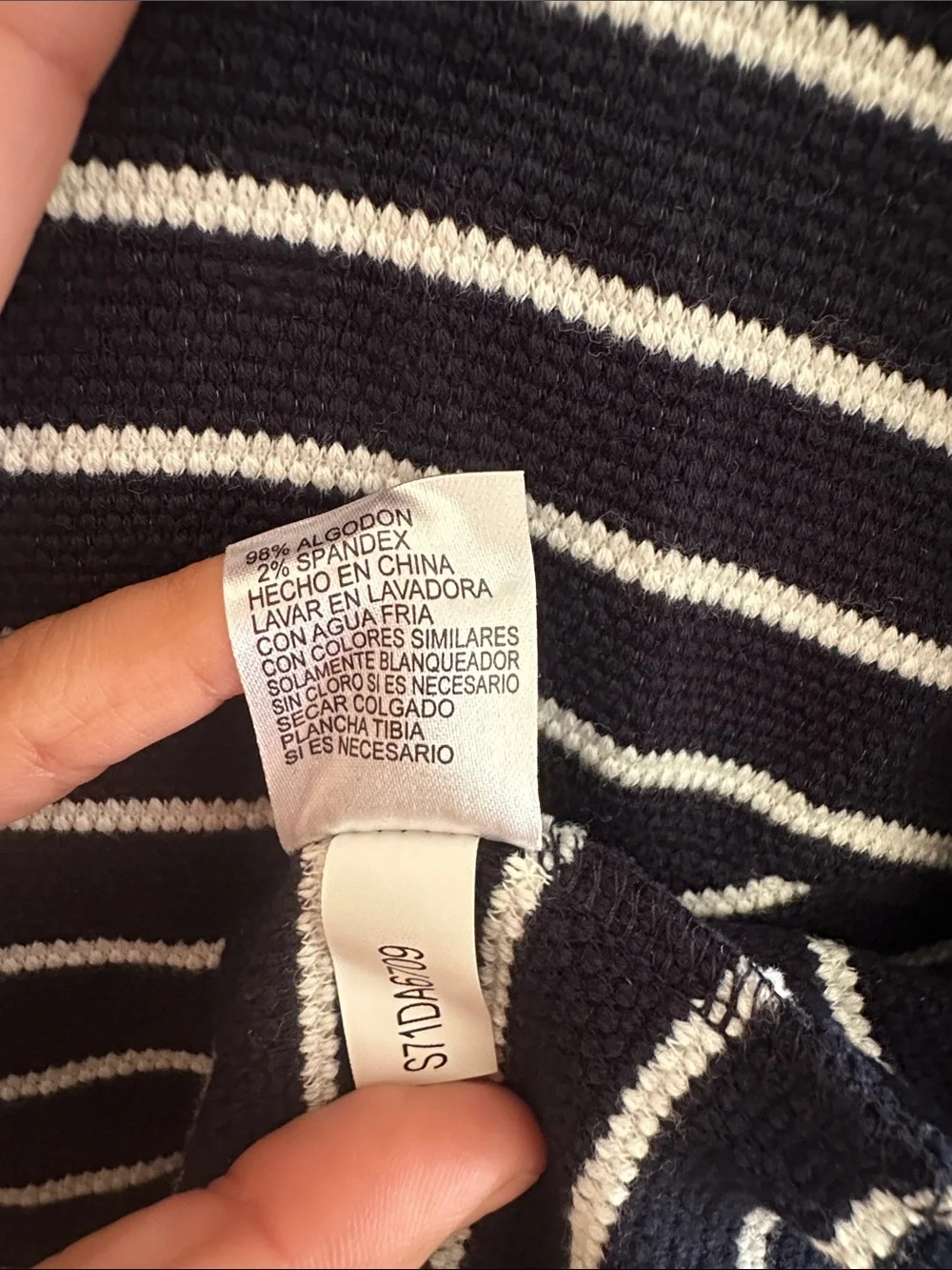 Girls Navy and White Striped Knit Dress EUC